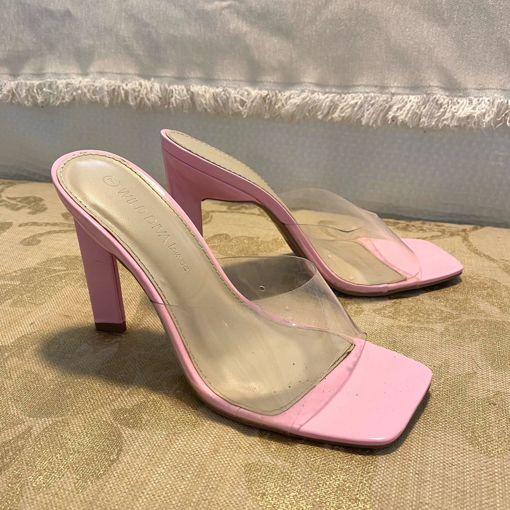Pink & Clear Heel Sandal